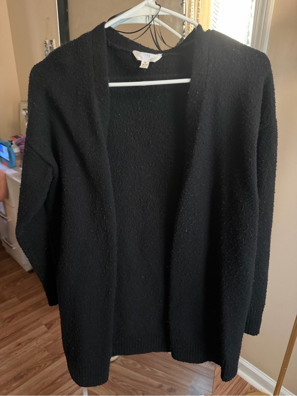 Time and Tru Black Open-Front Cardigan Sweater